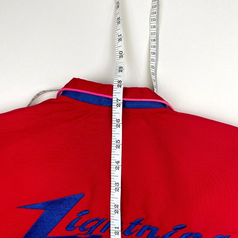 Vintage Lightning Race Cars Pat Design 500 Racewear Jacket Large Red Wrap Around